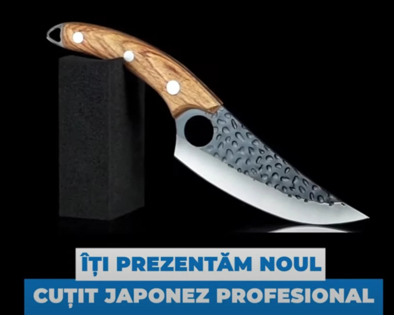 Cutit Japonez lucrat manual lama intreaga cu maner ergonomic, Perfect ascutit