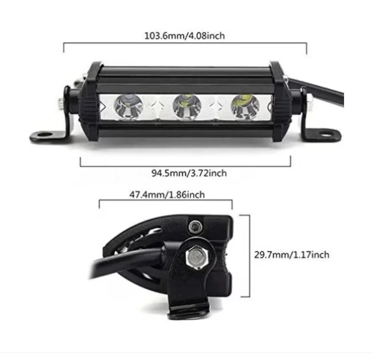 Led Bar Proiector , 11cm, 9W, 3 LED, 12V / 24V, Spot Beam