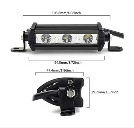 Led Bar Proiector , 11cm, 9W, 3 LED, 12V / 24V, Spot Beam